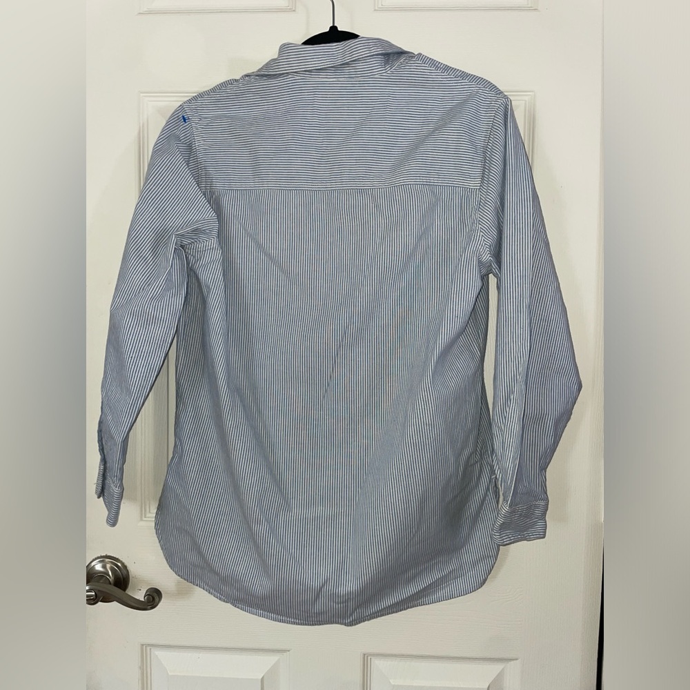 Vintage Solutions Blue Striped Shirt with Embroidered Kiittens in Box’s Small 🐈🎁 - Picture 2 of 5
